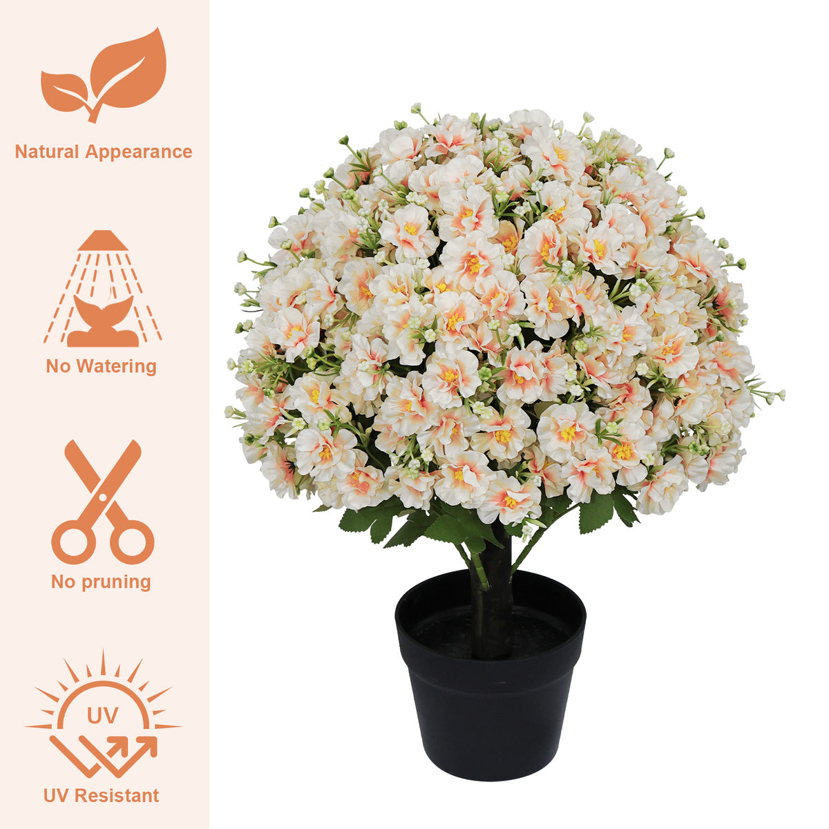 Set of 2 Faux Snow Lotus Potted Plants – Peach Pink