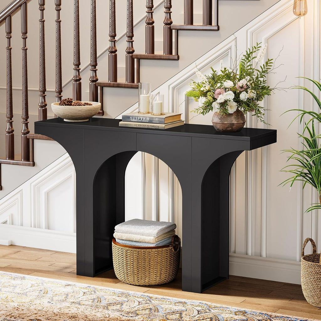 47Inch Black Arched Console Table Entryway Hallway-3