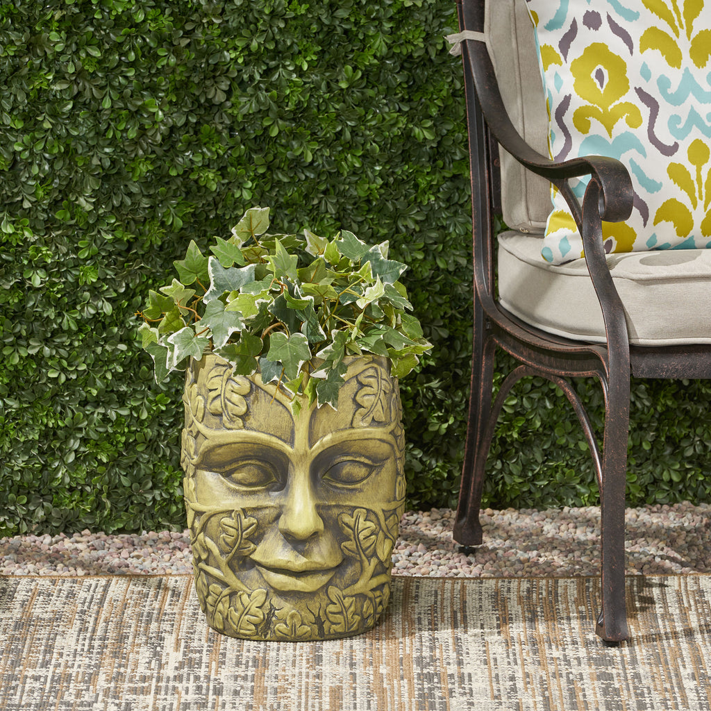 Magnesium Oxide Garden Urn Planter – Antique Green