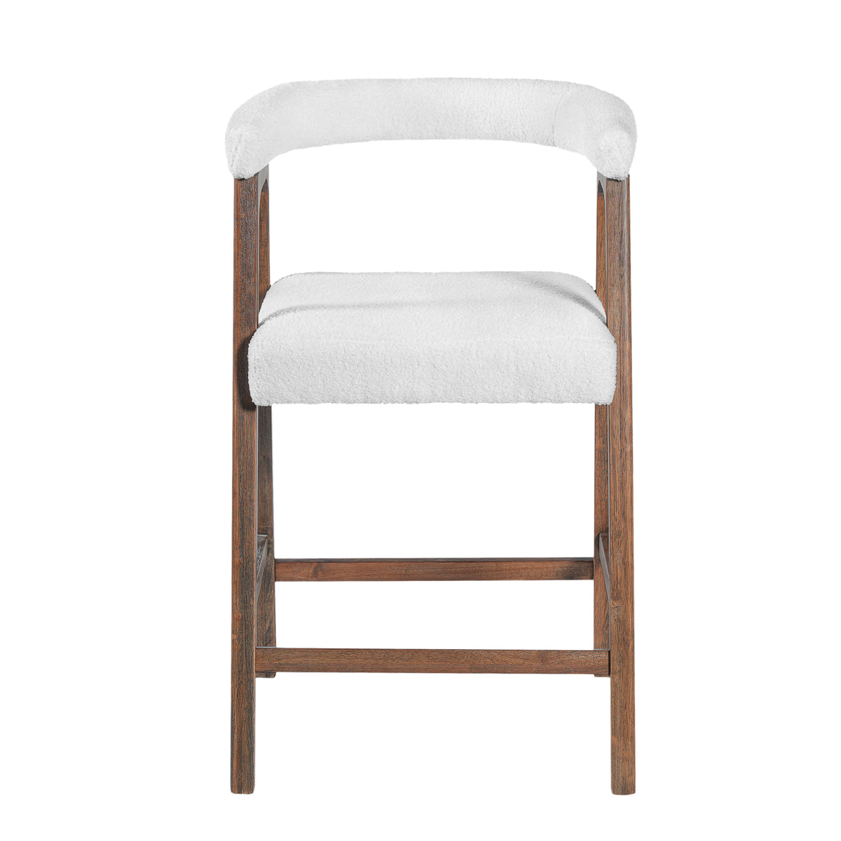 Set of 2 Upholstered Counter Stools – Walnut, 26″ Seat Height