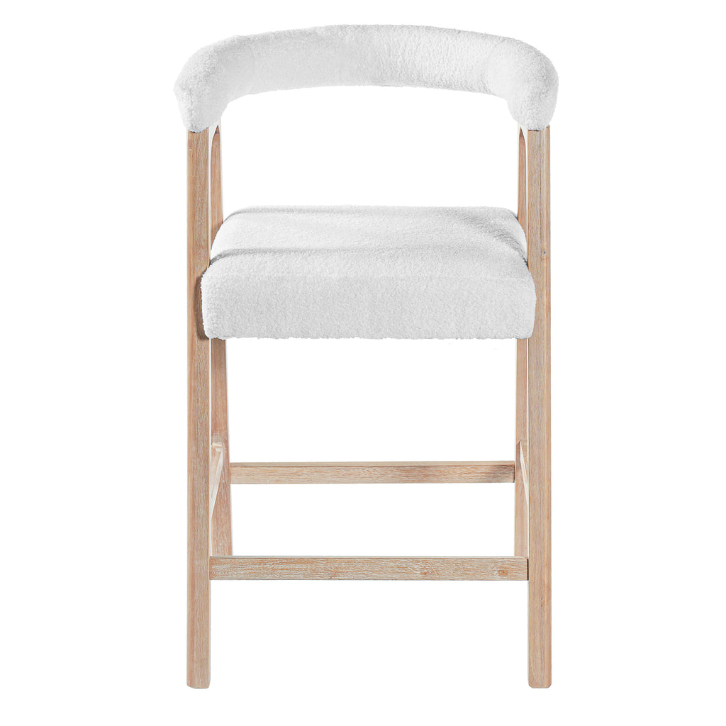 Set of 2 Upholstered Counter Stools – Natural, 26″ Seat Height