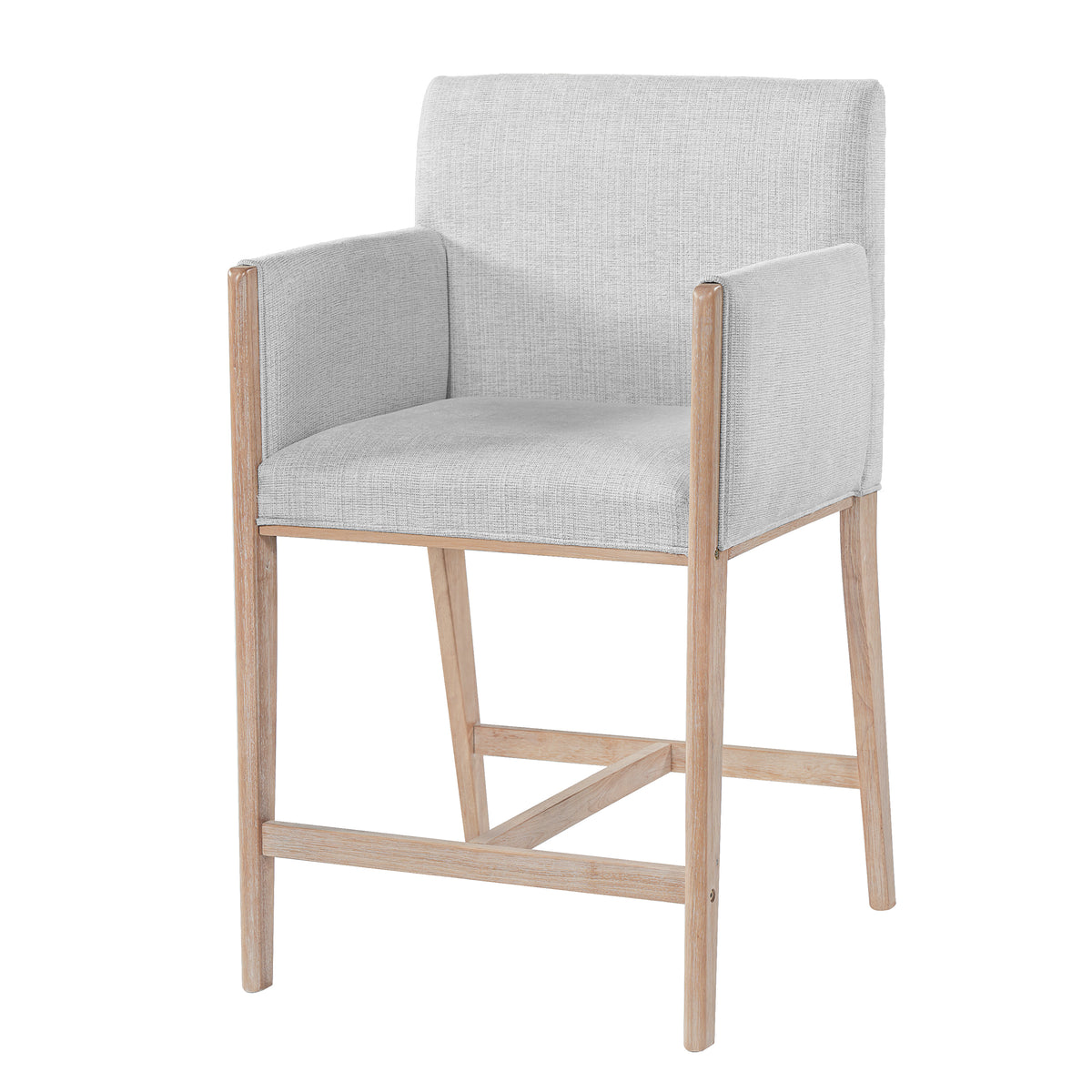 Set of 2 Upholstered Counter Stools with Arms – Natural