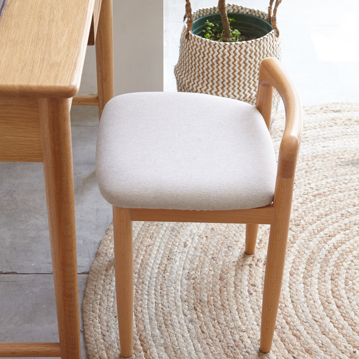 Natural Wood Vanity & Accent Stool