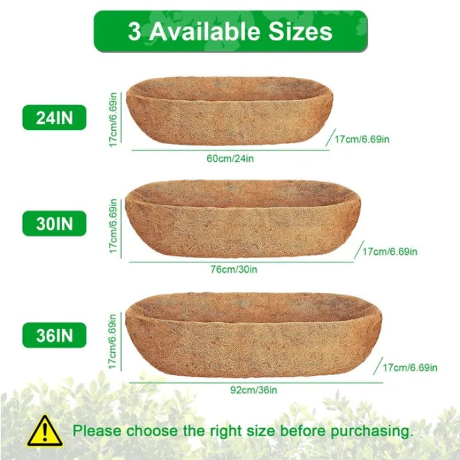 Set of 3 Coconut Coir Trough Planter Liners – 36″ – 36 in