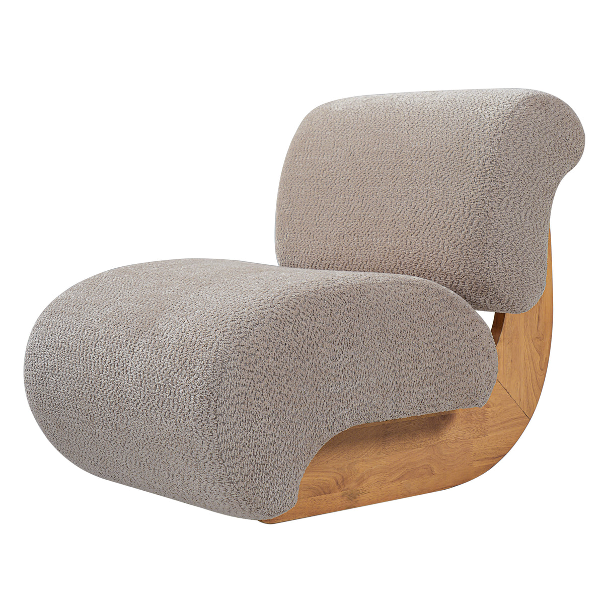 28" Curved Bouclé Accent Chair