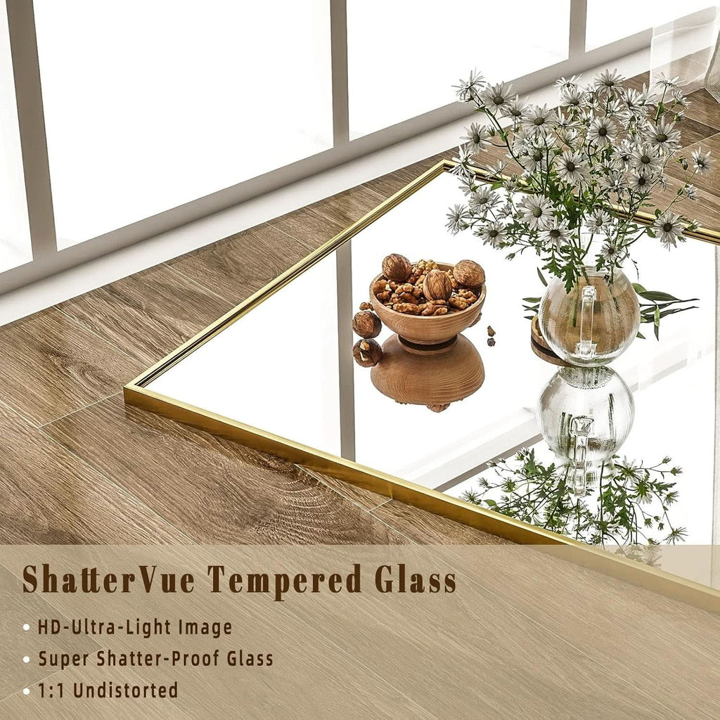 77x38 Inches Full Length Floor Mirror Gold Enamel Finish-1