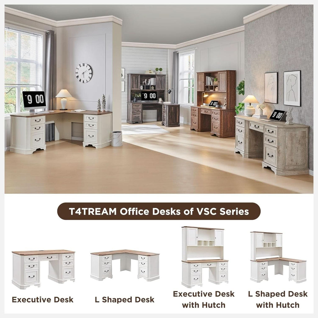 59 Victorian Farmhouse Executive Desk Antique White-4