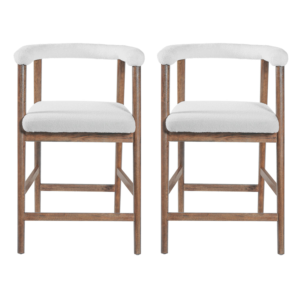 Set of 2 Upholstered Counter Stools – Walnut, 24.5″ Seat Height