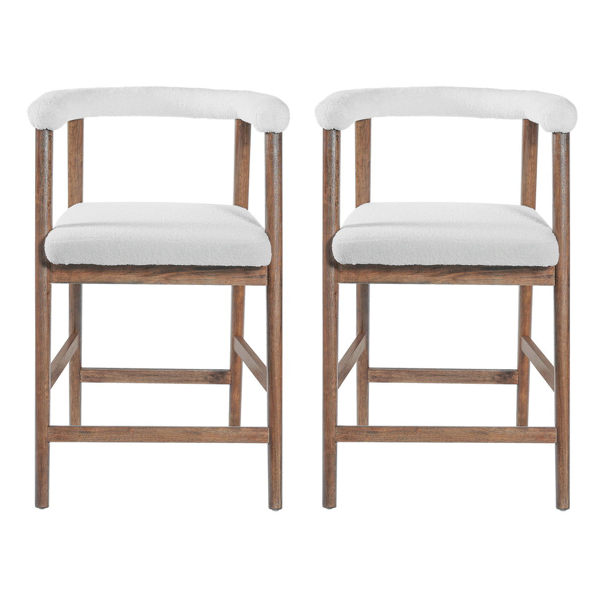Set of 2 Upholstered Counter Stools – Walnut, 24.5″ Seat Height