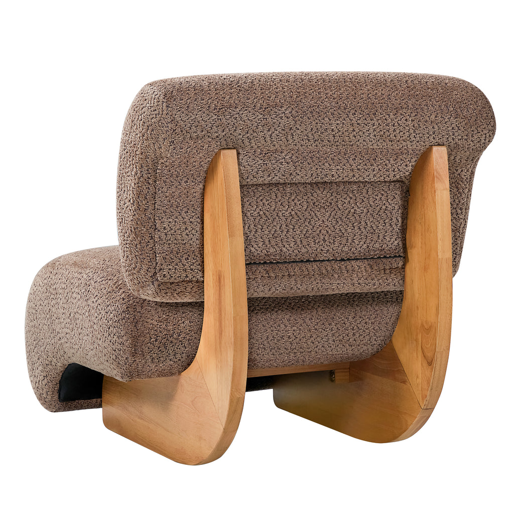 28" Curved Bouclé Accent Chair – Natural