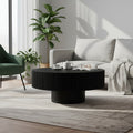 Round Fluted Pedestal Coffee Table – Black – Black