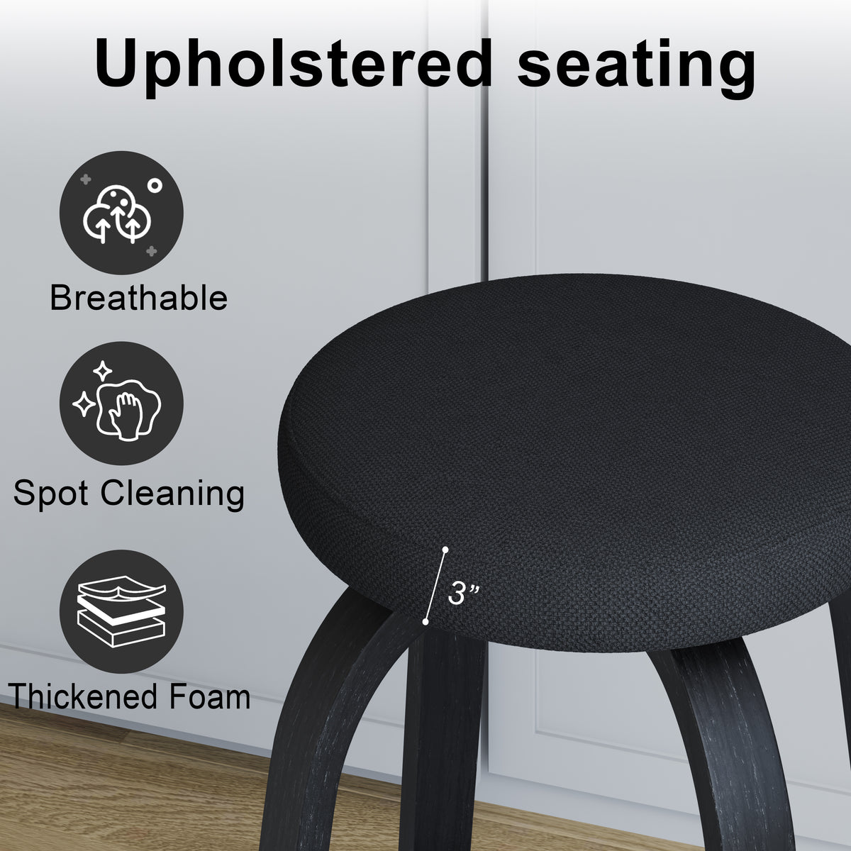 30" Black Swivel Bar Stools – Set of 2