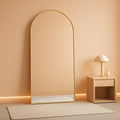 Gold Arched Floorstanding Mirror 30x71 Aluminum Frame-0