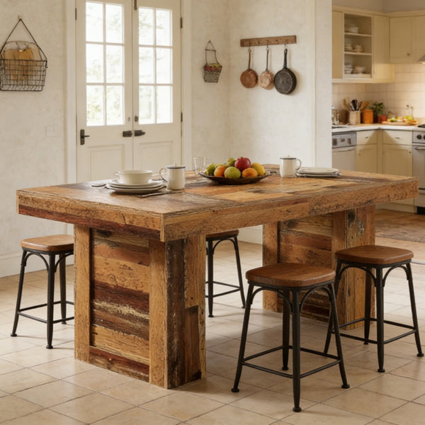 Rustic Wood-Grain Dining Table