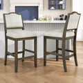Set of 2 Rustic Wood Counter Stools – Brown – Brown