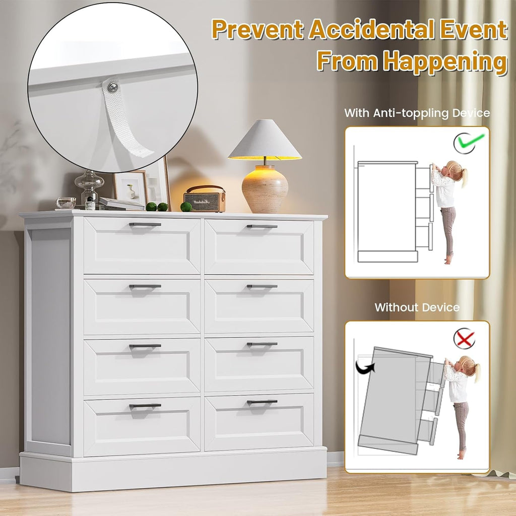 Contemporary Farmhouse White Dresser With Six Drawers-3