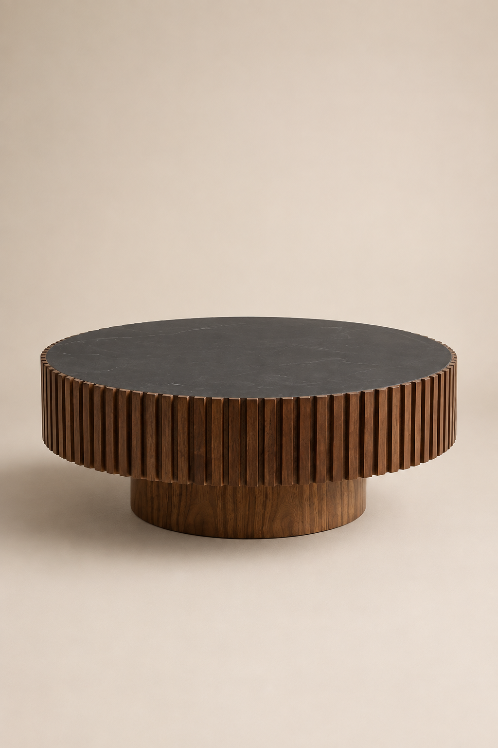 35-Inch Walnut Round Coffee Table