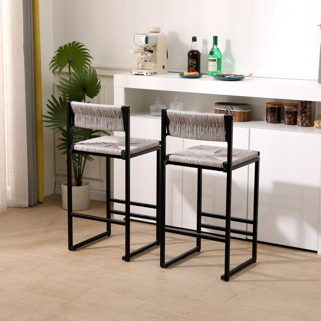 Gray Woven Counter Stools – Set of 2