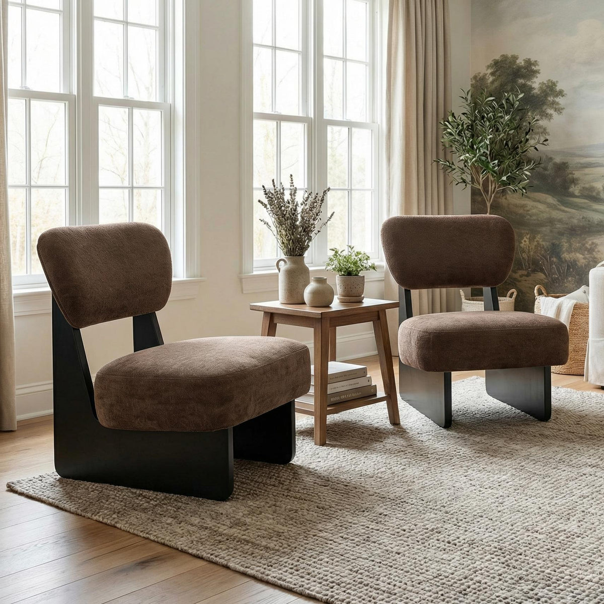 Modern Brown Lounge Chairs – Set of 2
