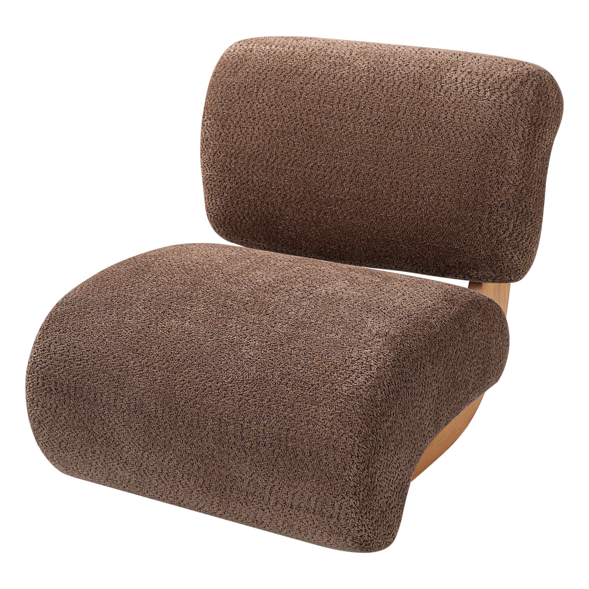 28" Curved Bouclé Accent Chair – Natural