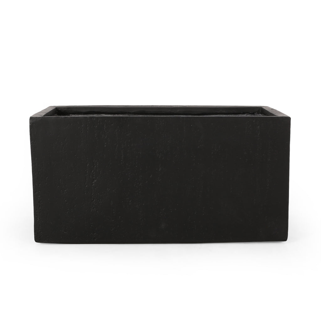 Large Square Magnesium Oxide Outdoor Planter – Black, 35″
