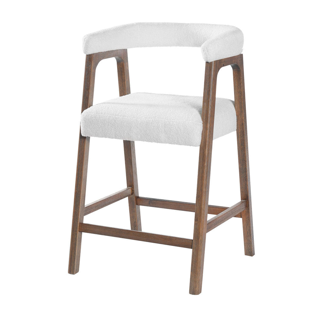 Set of 2 Upholstered Counter Stools – Walnut, 26″ Seat Height