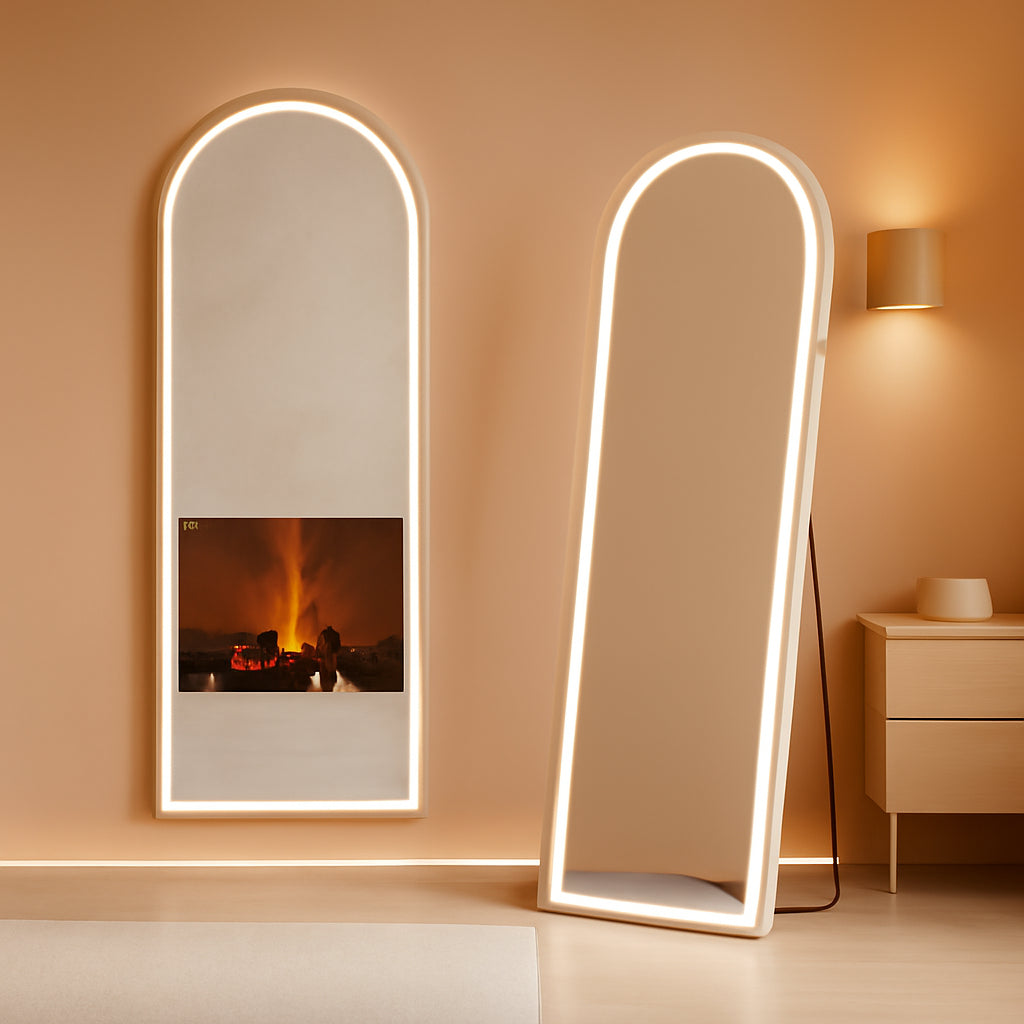 Arched Aluminum Full Length LED Floor Mirror 63 Inch By 21 Inch-0