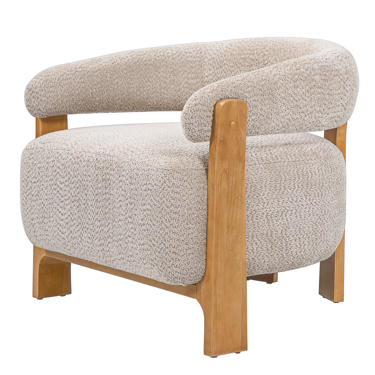 28.7" Taupe Bouclé Barrel Chair