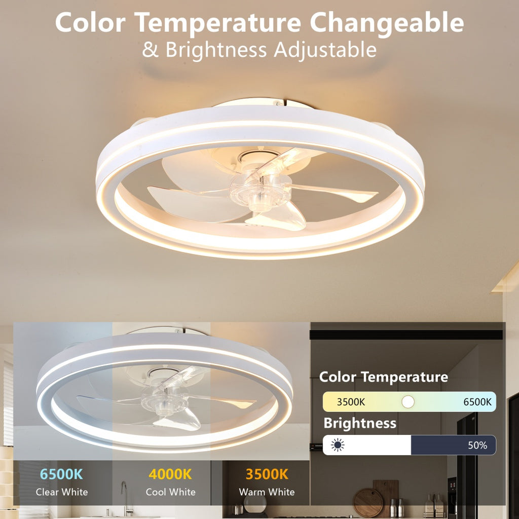 19" Smart RGB LED Low-Profile Ceiling Fan