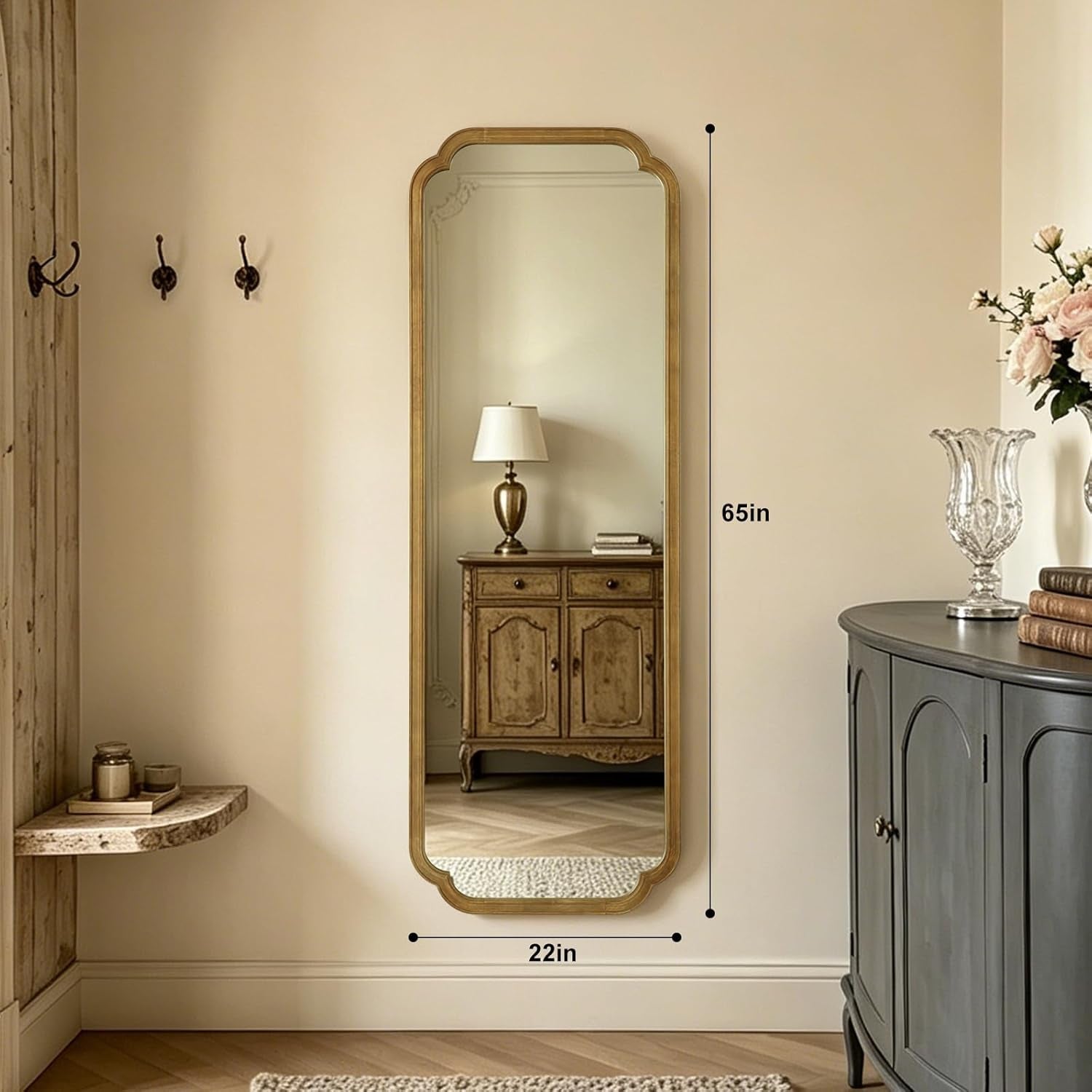 65x22 Inch Full Body Mirror Quality Rustic Solid Wood-1