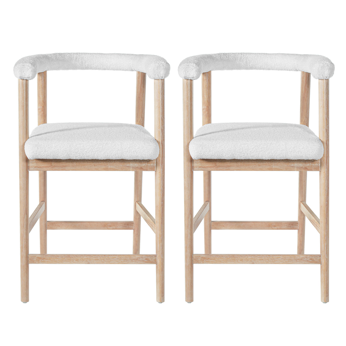 Set of 2 Upholstered Counter Stools – Natural, 25″ Seat Height