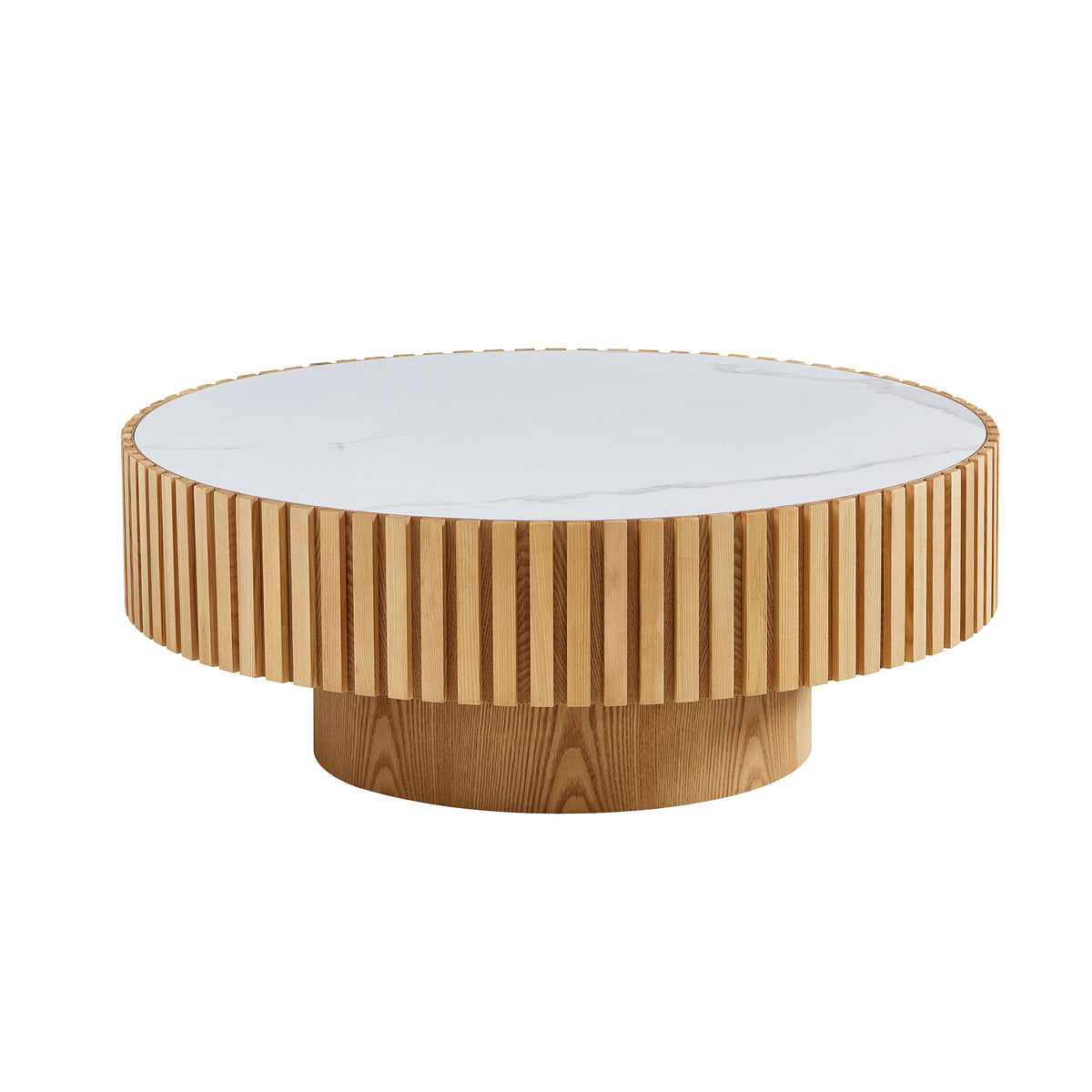 Nesting Sintered Stone Drum Coffee Tables – Oak