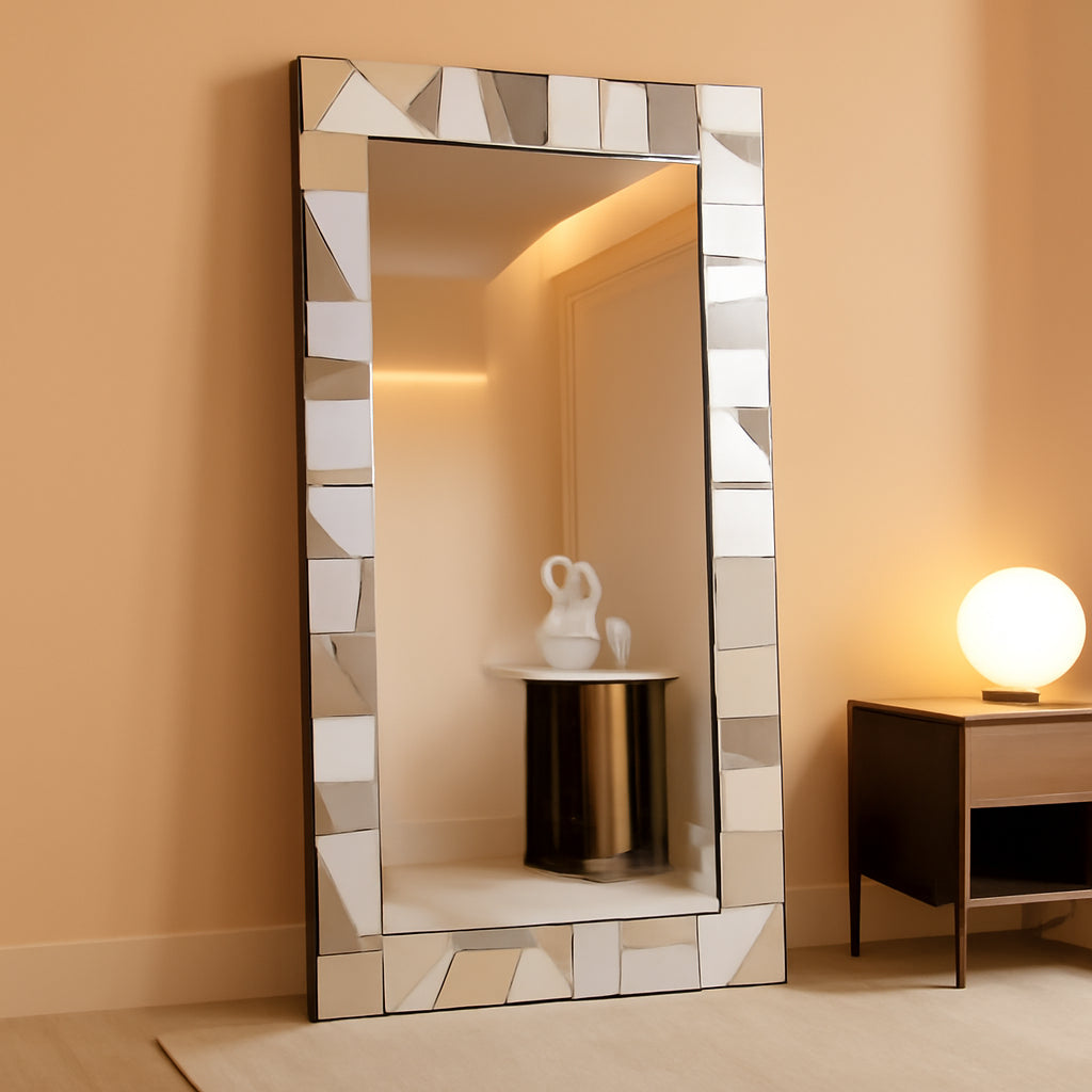 Oversized Full Length Floor Mirror Silver 31.5x63 Inches-0