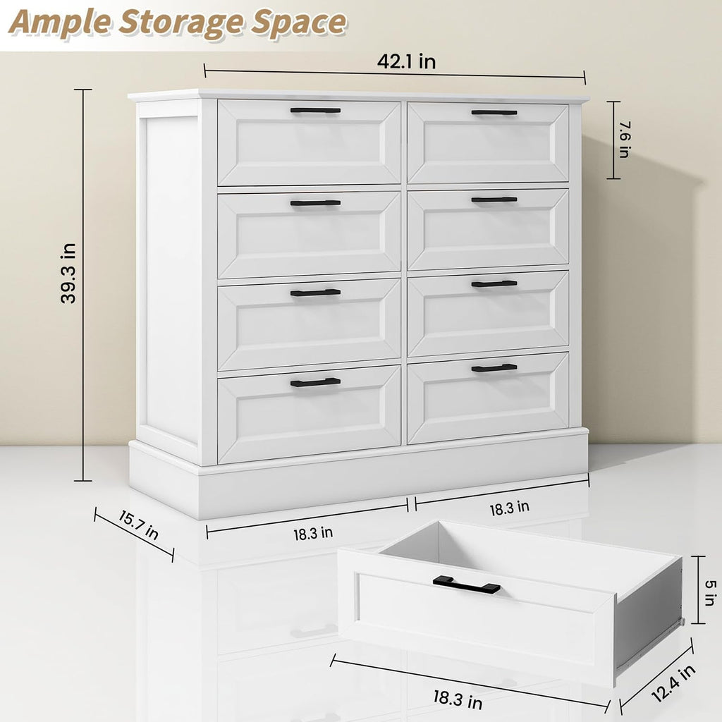 Contemporary Farmhouse White Dresser With Six Drawers-1