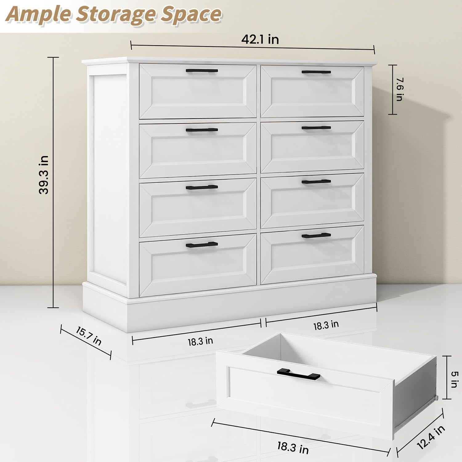 Contemporary Farmhouse White Dresser With Six Drawers-1