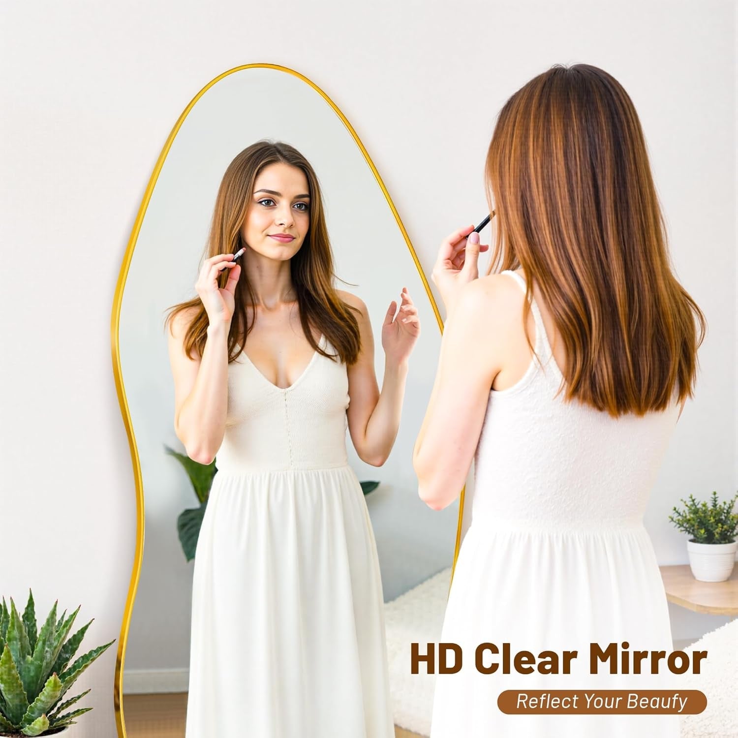 68 Inch Full Length Floor Standing Mirror Gold Frame