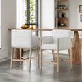 Set of 2 Upholstered Counter Stools with Arms – Natural – Natural