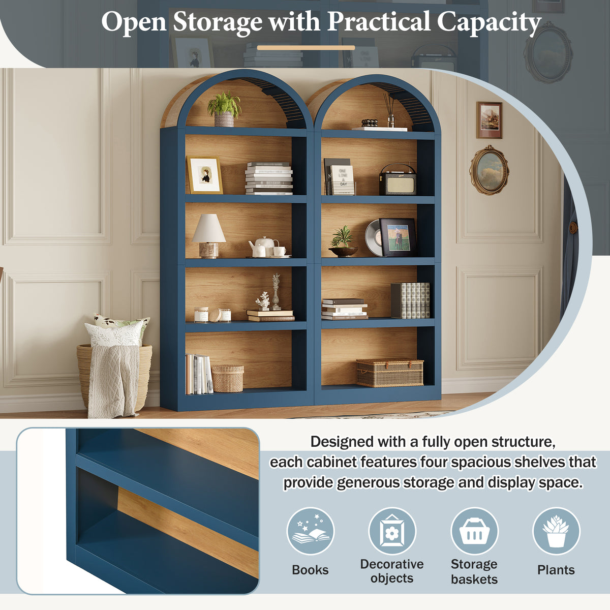 Arched 5-Tier Bookshelves – Set of 2
