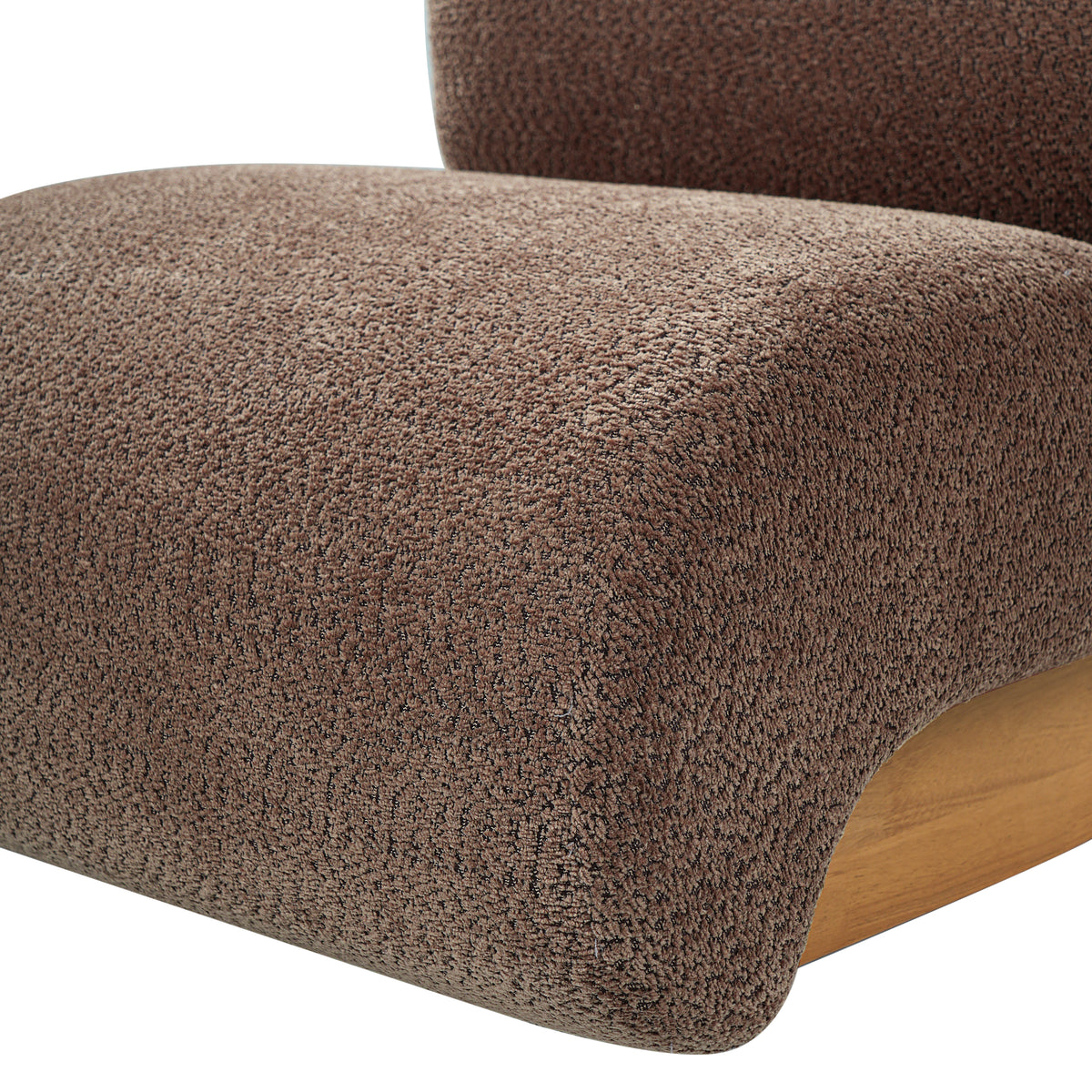 28" Curved Bouclé Accent Chair – Natural