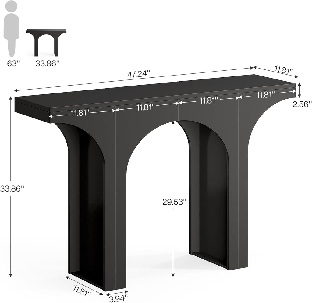 47Inch Black Arched Console Table Entryway Hallway-1