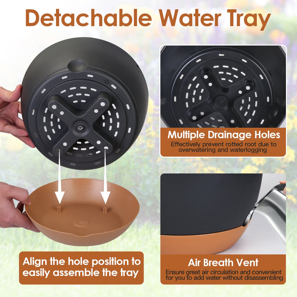 Set of 4 Self-Watering Hanging Planters – Gray, 9.64″