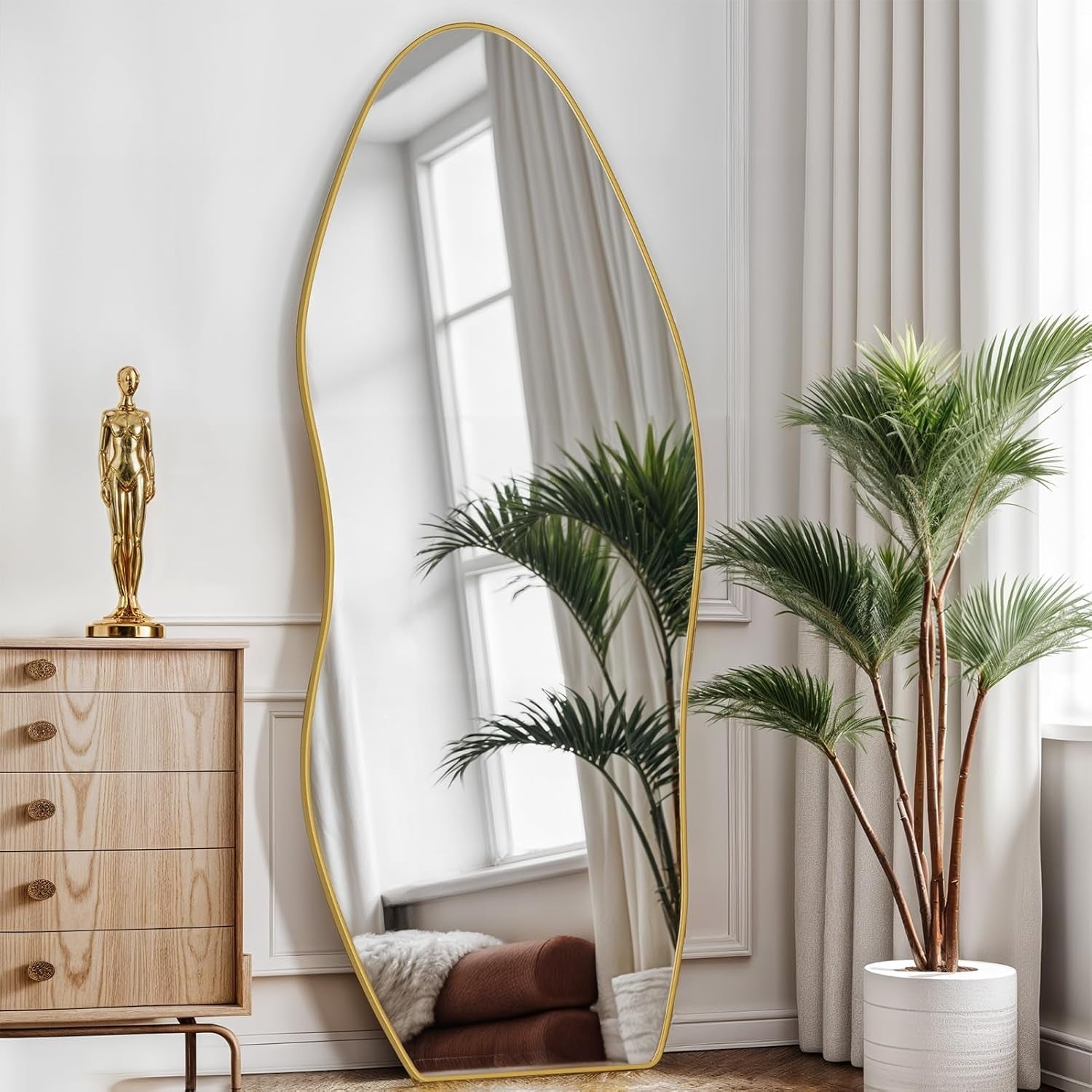 68 Inch Full Length Floor Standing Mirror Gold Frame