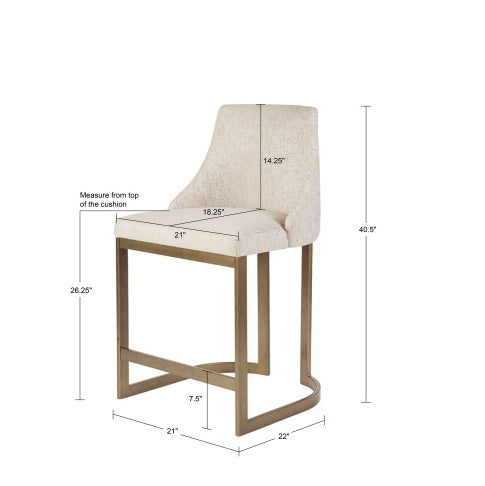 26" Upholstered Counter Stool with Metal Base