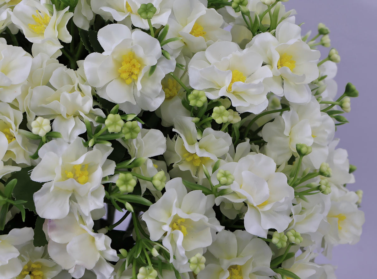 Set of 2 Faux Snow Lotus Potted Plants – White
