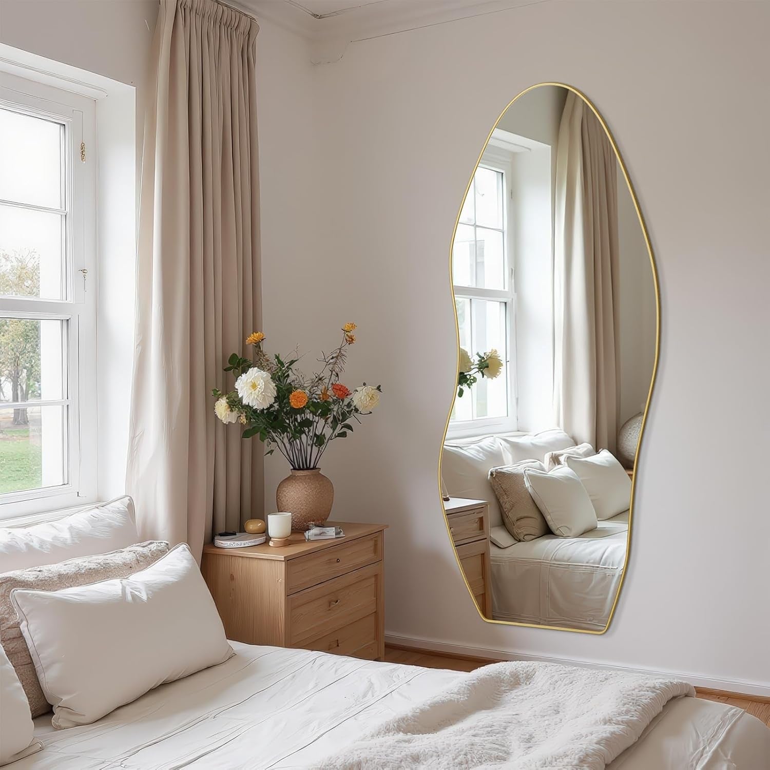 68 Inch Full Length Floor Standing Mirror Gold Frame