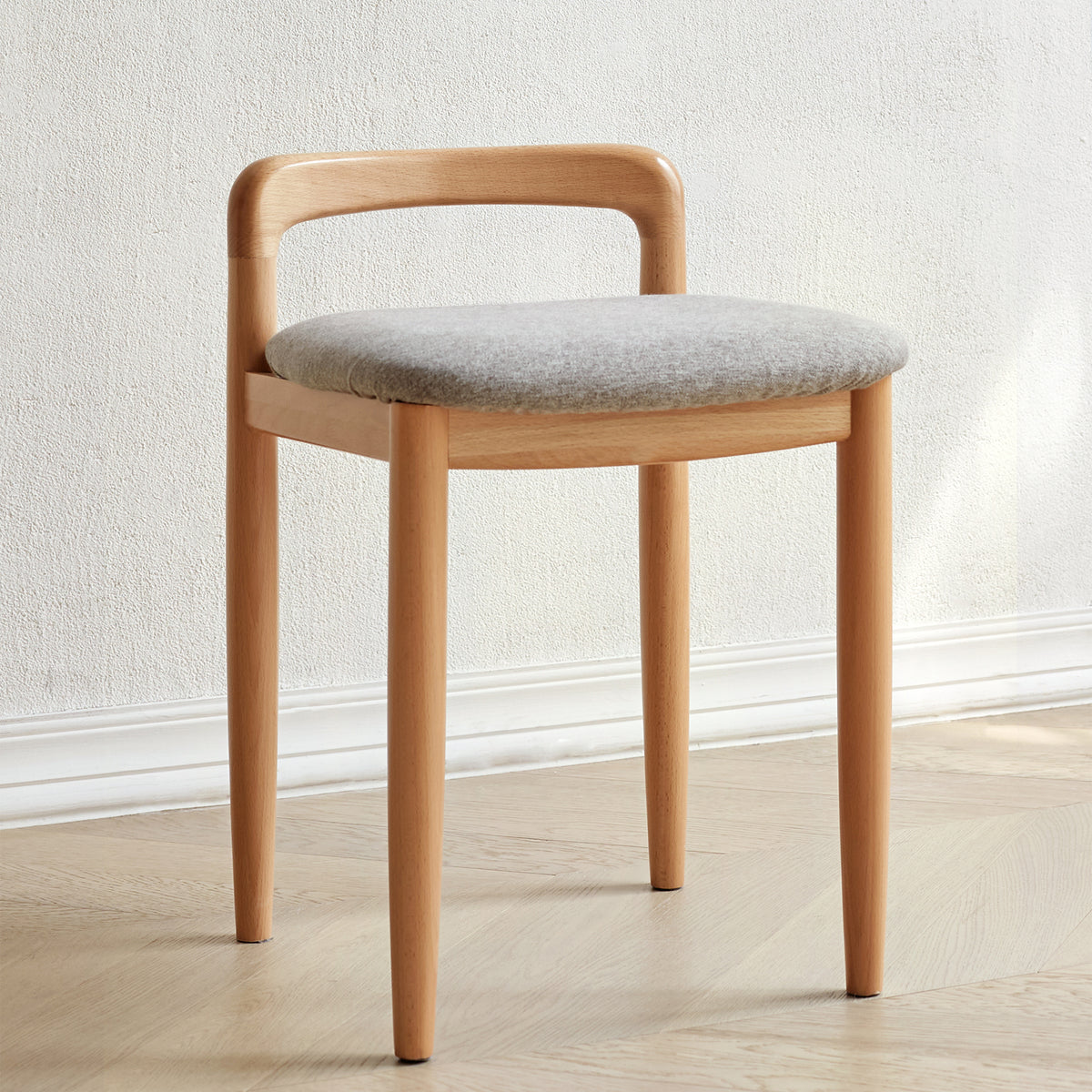 Natural Wood Vanity & Accent Stool