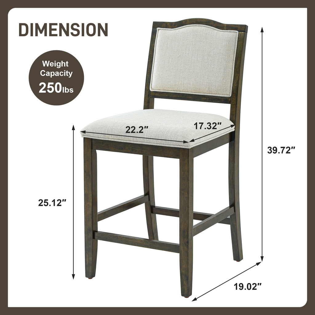 Set of 2 Rustic Wood Counter Stools – Brown