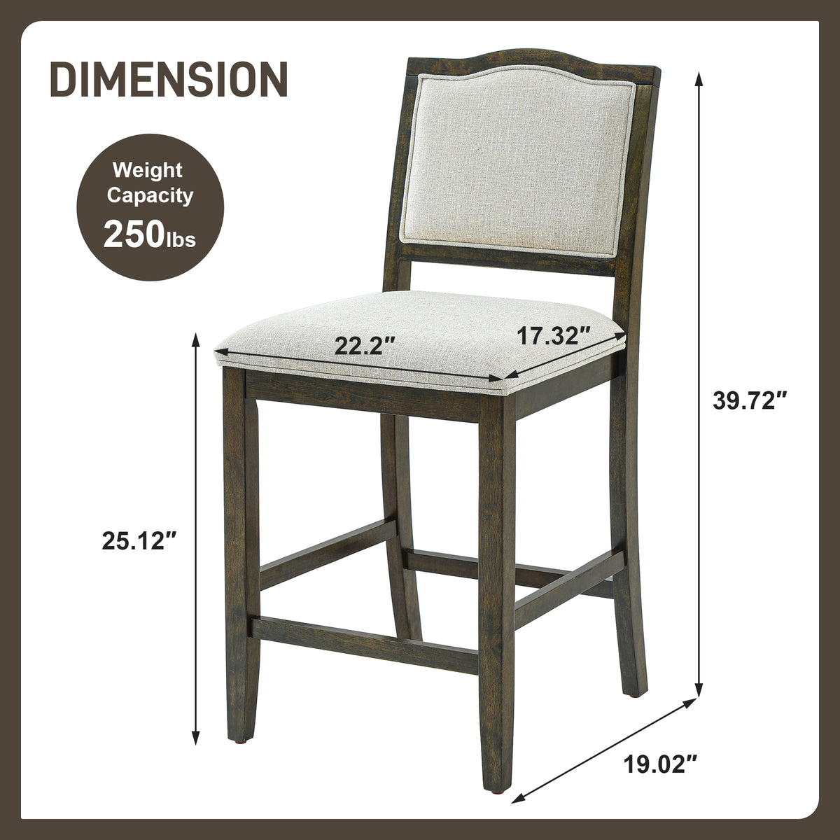 Set of 2 Rustic Wood Counter Stools – Brown