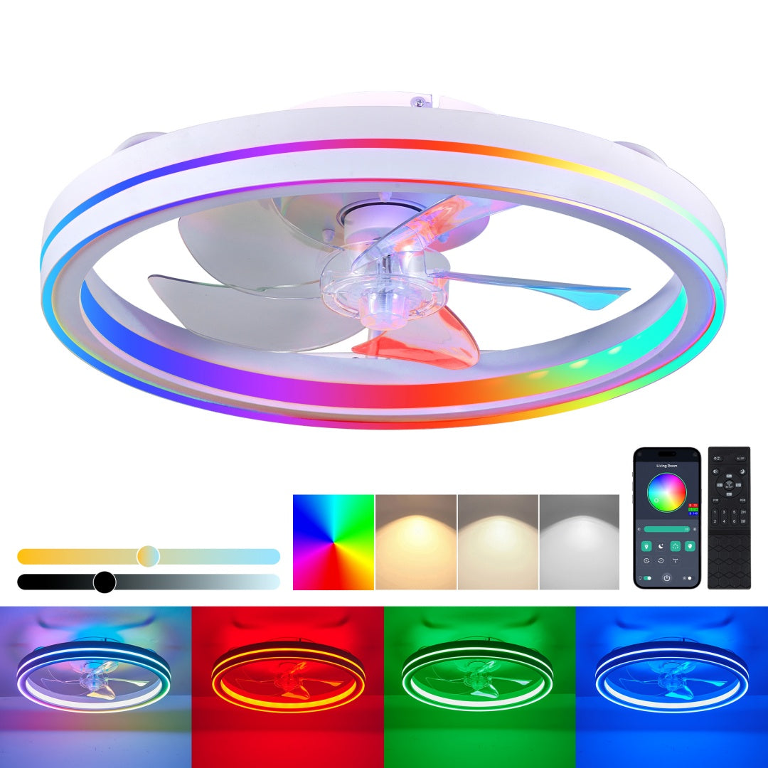 19" Smart RGB LED Low-Profile Ceiling Fan