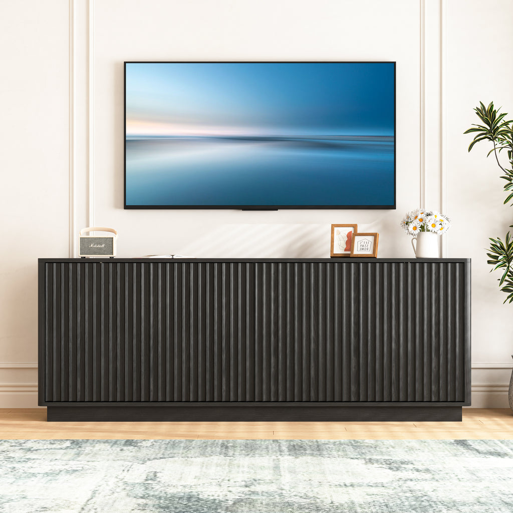 63" Black 4-Door Sideboard Buffet Cabinet
